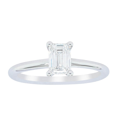 18ct White Gold .72ct Emerald Cut Diamond Melba Ring-Ring-Walker & Hall