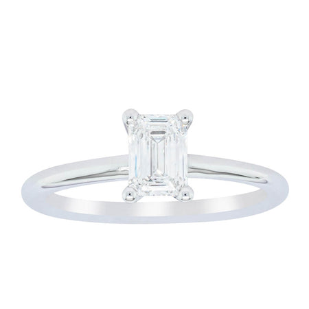 18ct White Gold .72ct Emerald Cut Diamond Melba Ring-Ring-Walker & Hall