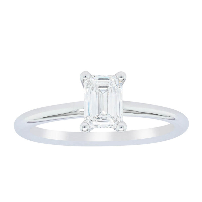 18ct White Gold .72ct Emerald Cut Diamond Melba Ring-Ring-Walker & Hall