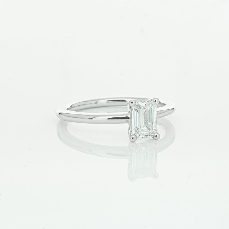 18ct White Gold .72ct Emerald Cut Diamond Melba Ring-Ring-Walker & Hall