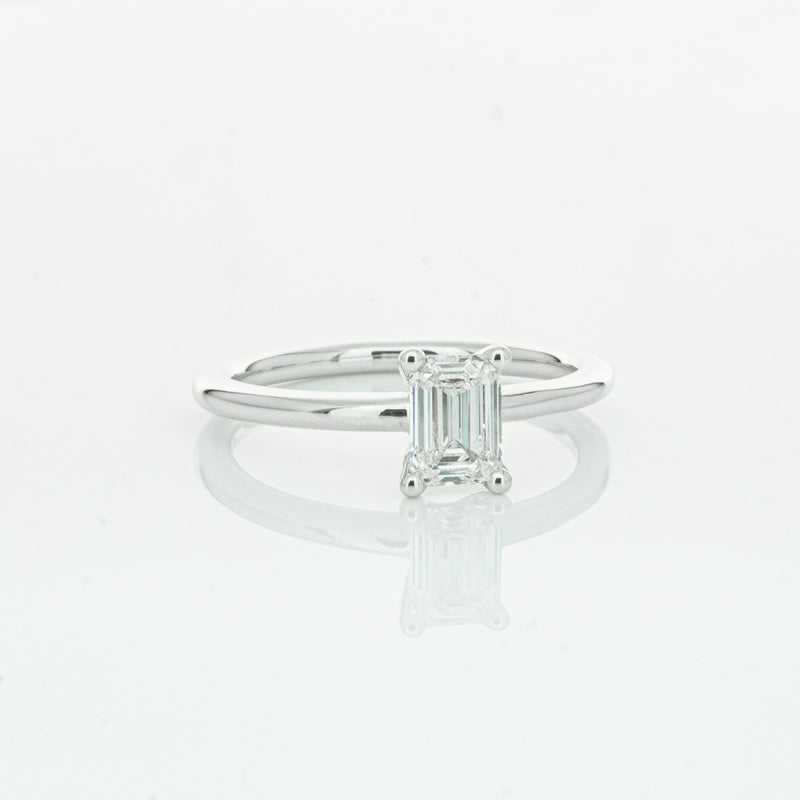 18ct White Gold .72ct Emerald Cut Diamond Melba Ring-Ring-Walker & Hall