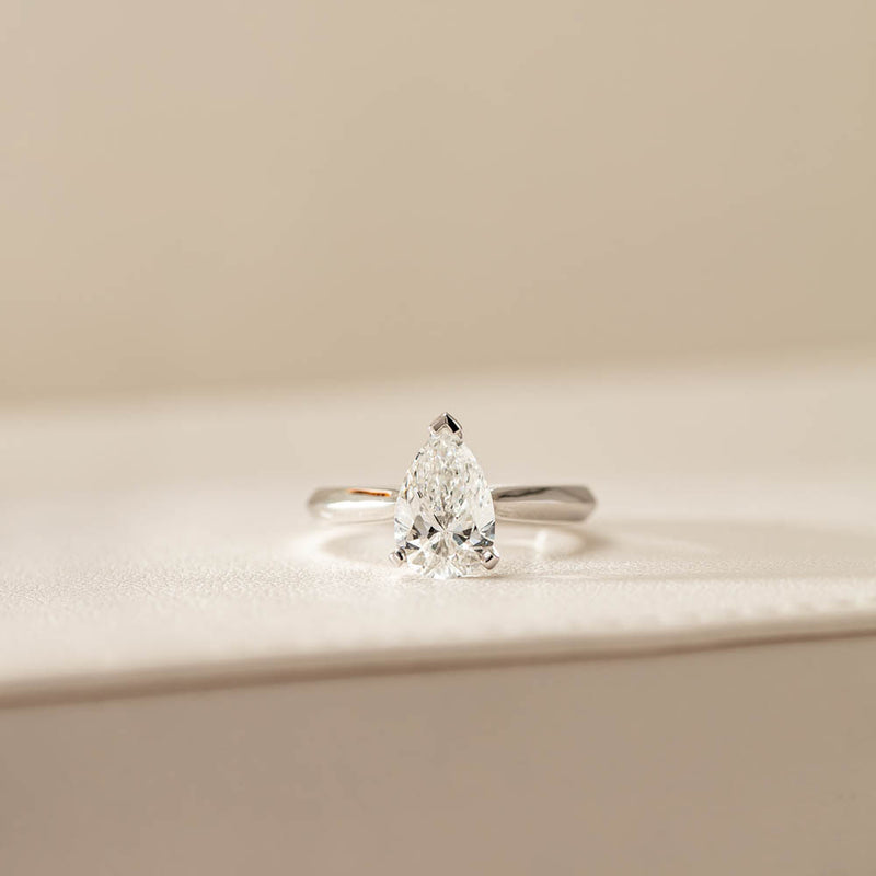 18ct White Gold 2.00ct Pear Cut Diamond Venetian Ring-Ring-Walker & Hall