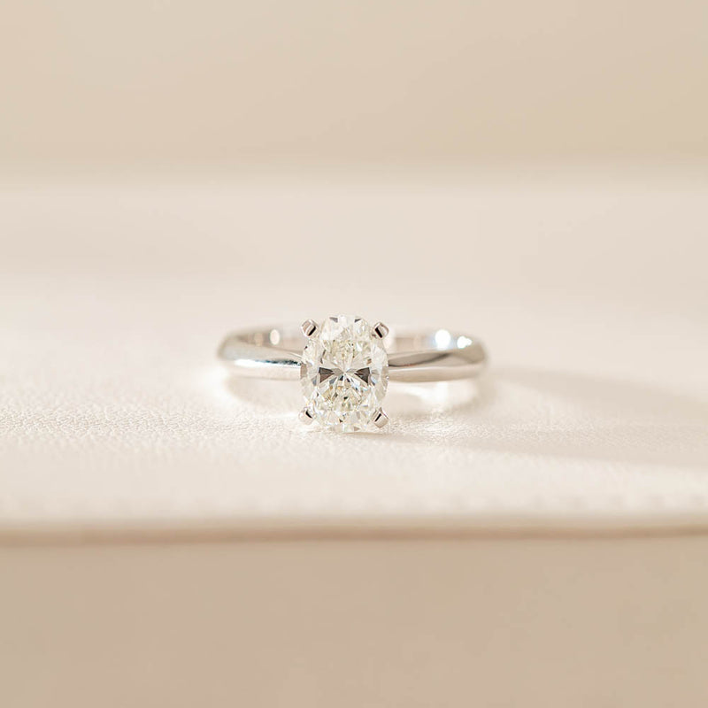 18ct White Gold 1.50ct Oval Cut Diamond Venetian Ring-Ring-Walker & Hall