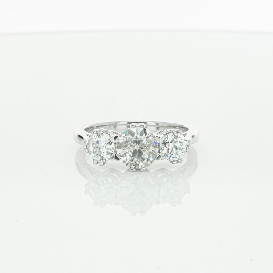 18ct White Gold Three Stone Diamond Heritage Ring-Ring-Walker & Hall