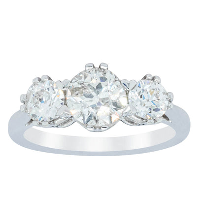 18ct White Gold Three Stone Diamond Heritage Ring-Ring-Walker & Hall