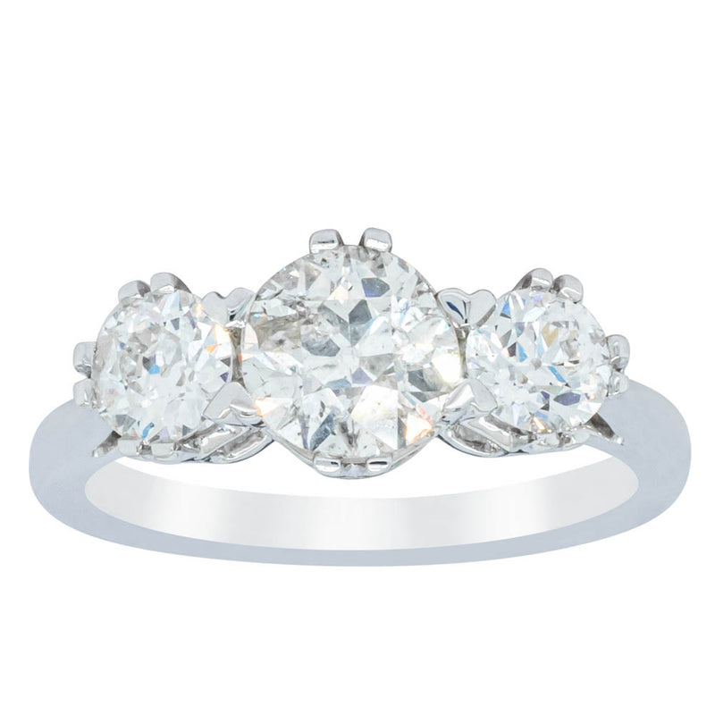 18ct White Gold Three Stone Diamond Heritage Ring-Ring-Walker & Hall