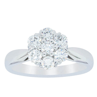 18ct White Gold .75ct Diamond Lotus Ring-Ring-Walker & Hall