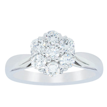 18ct White Gold .75ct Diamond Lotus Ring-Ring-Walker & Hall