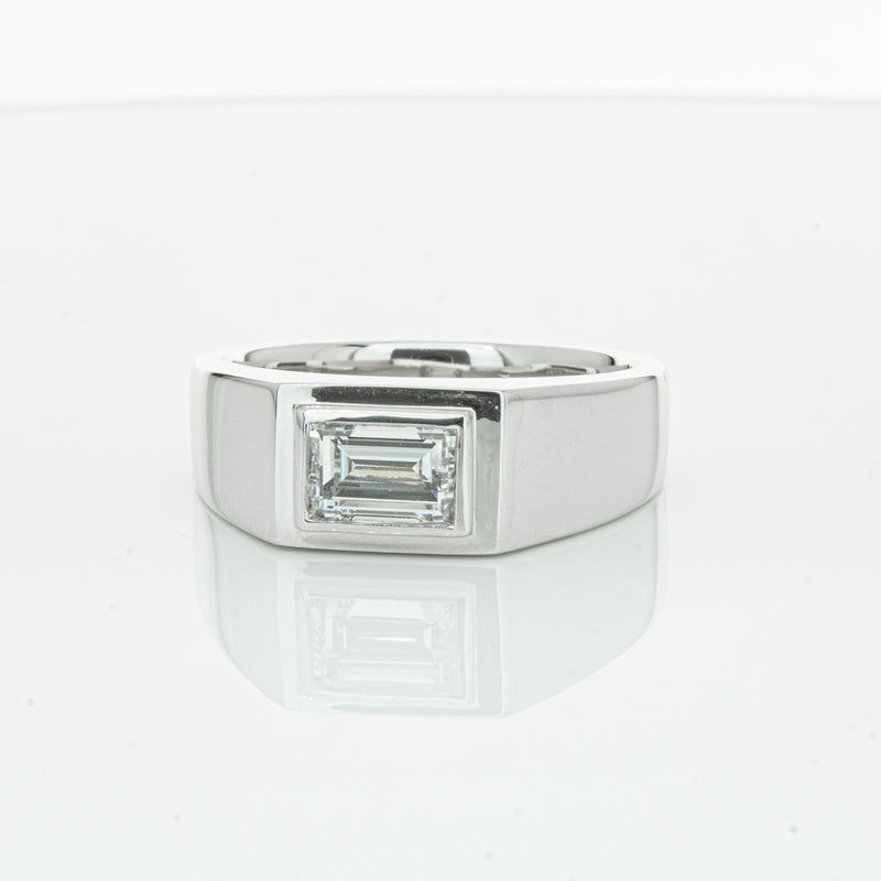 Platinum 1.40ct Baguette Diamond Mens Ring-Ring-Walker & Hall