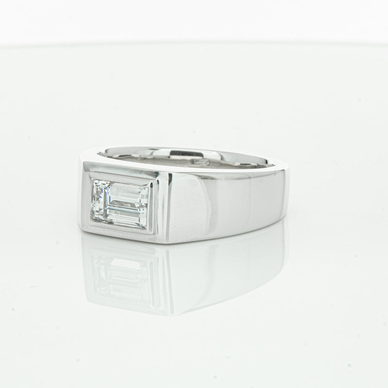 Platinum 1.40ct Baguette Diamond Mens Ring-Ring-Walker & Hall