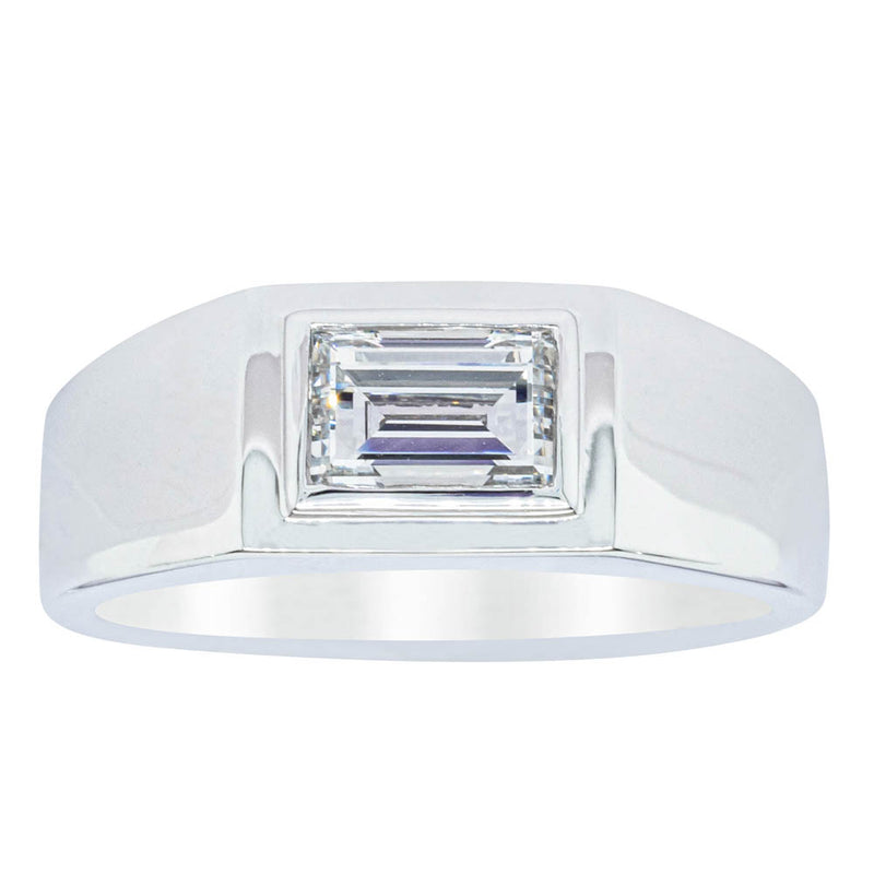 Platinum 1.40ct Baguette Diamond Mens Ring-Ring-Walker & Hall