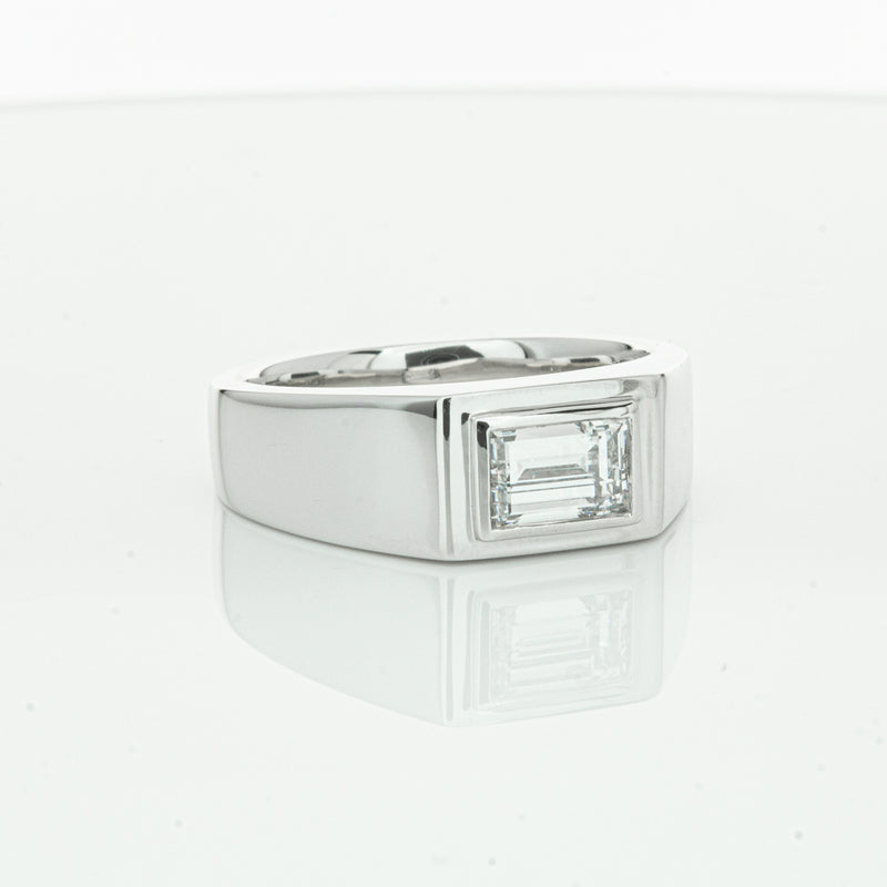 Platinum 1.40ct Baguette Diamond Mens Ring-Ring-Walker & Hall
