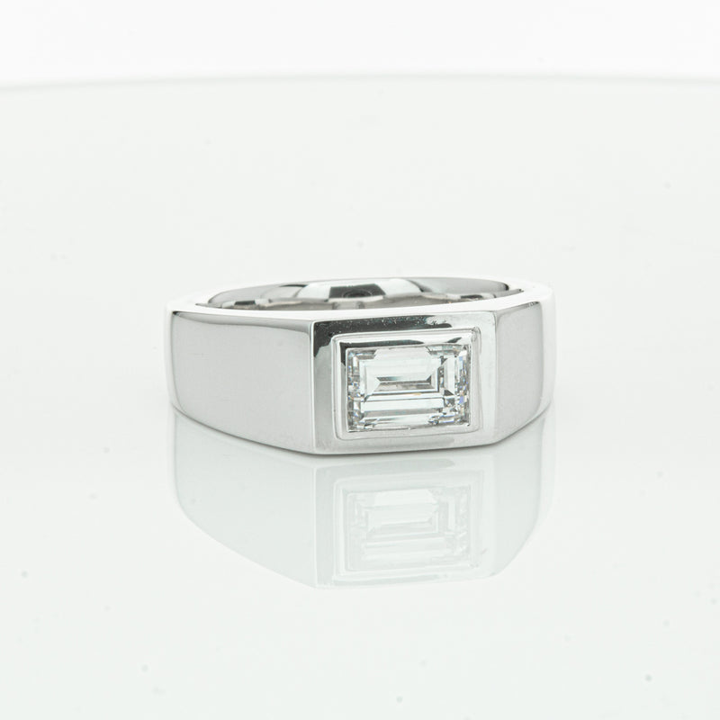 Platinum 1.40ct Baguette Diamond Mens Ring-Ring-Walker & Hall