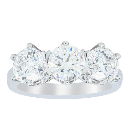 18ct White Gold 3.00ct Diamond Trilogy Ring-Ring-Walker & Hall