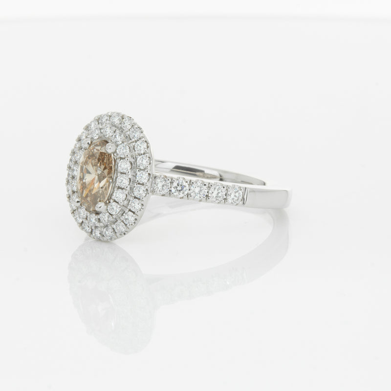 18ct White Gold .50ct Oval Cut Champagne Diamond Rosa Ring-Ring-Walker & Hall