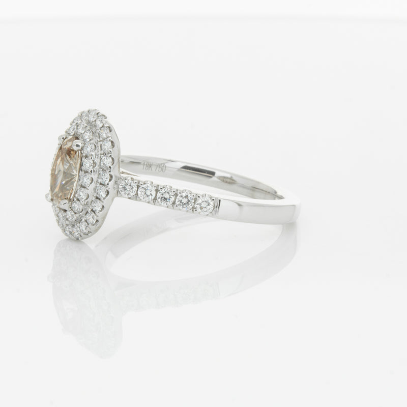 18ct White Gold .50ct Oval Cut Champagne Diamond Rosa Ring-Ring-Walker & Hall