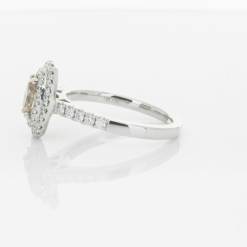 18ct White Gold .50ct Oval Cut Champagne Diamond Rosa Ring-Ring-Walker & Hall