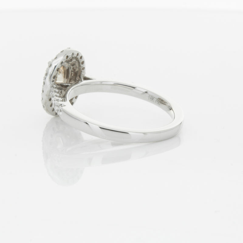 18ct White Gold .50ct Oval Cut Champagne Diamond Rosa Ring-Ring-Walker & Hall