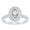 18ct White Gold .50ct Oval Cut Champagne Diamond Rosa Ring-Ring-Walker & Hall