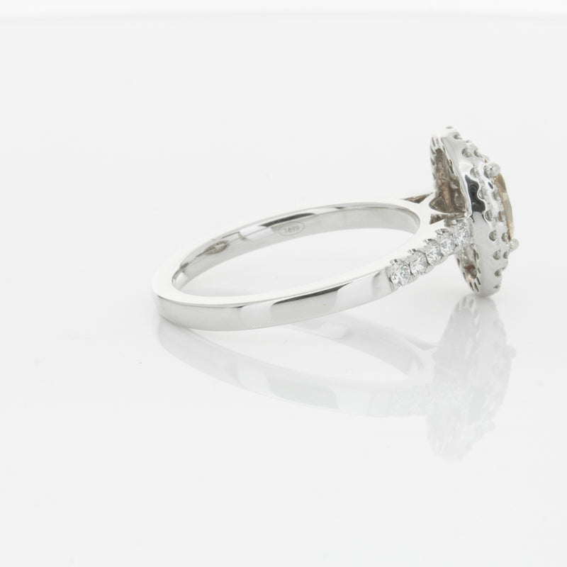 18ct White Gold .50ct Oval Cut Champagne Diamond Rosa Ring-Ring-Walker & Hall