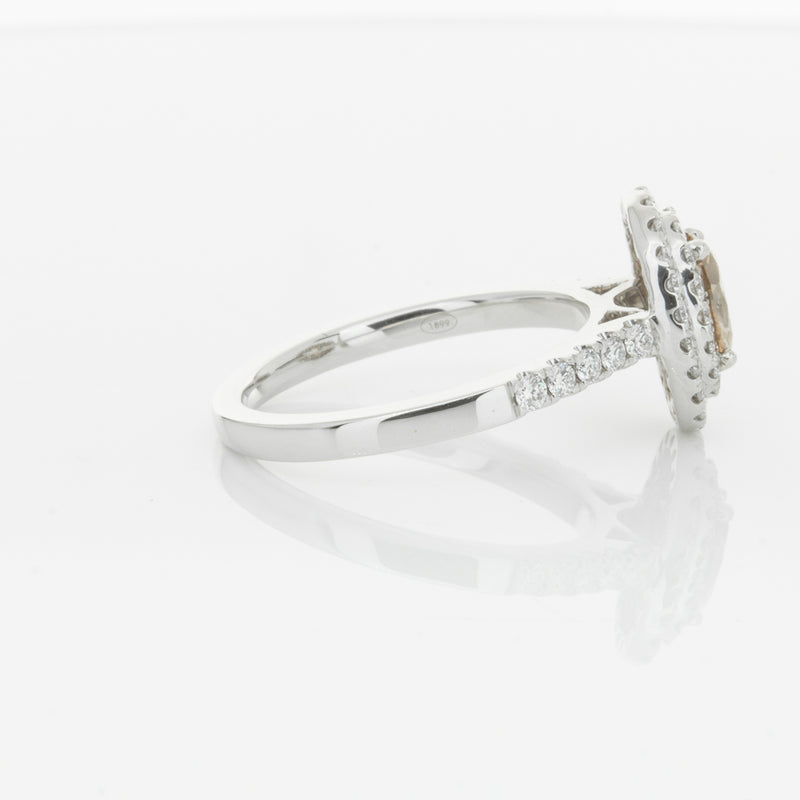 18ct White Gold .50ct Oval Cut Champagne Diamond Rosa Ring-Ring-Walker & Hall