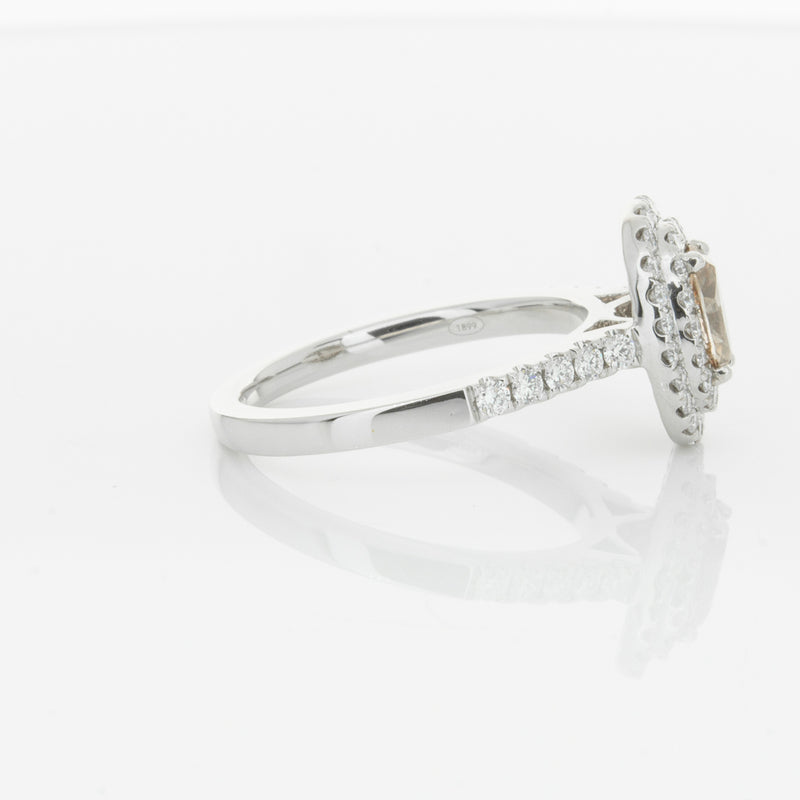 18ct White Gold .50ct Oval Cut Champagne Diamond Rosa Ring-Ring-Walker & Hall