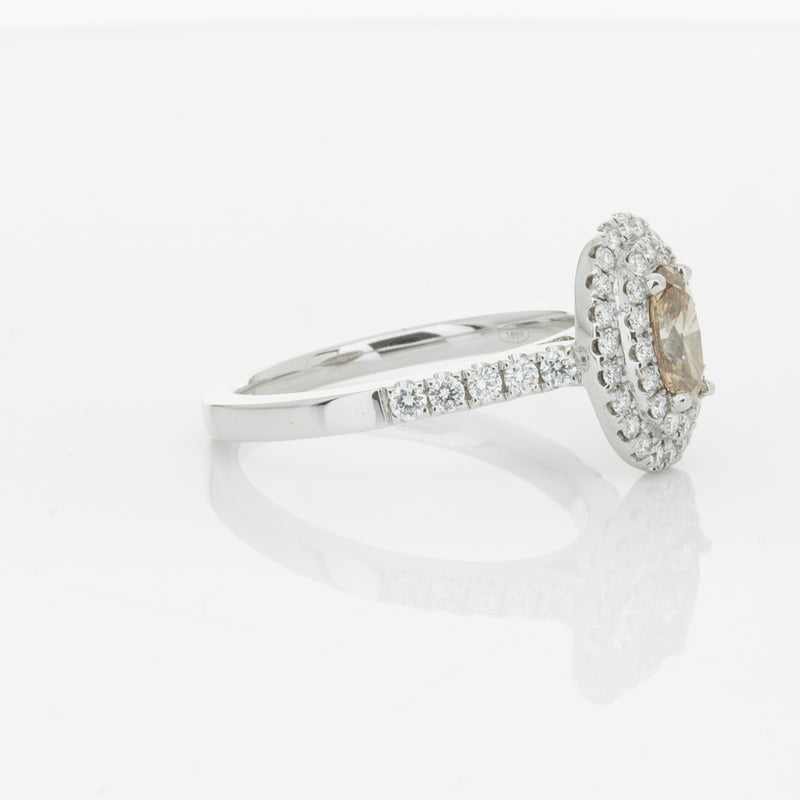 18ct White Gold .50ct Oval Cut Champagne Diamond Rosa Ring-Ring-Walker & Hall