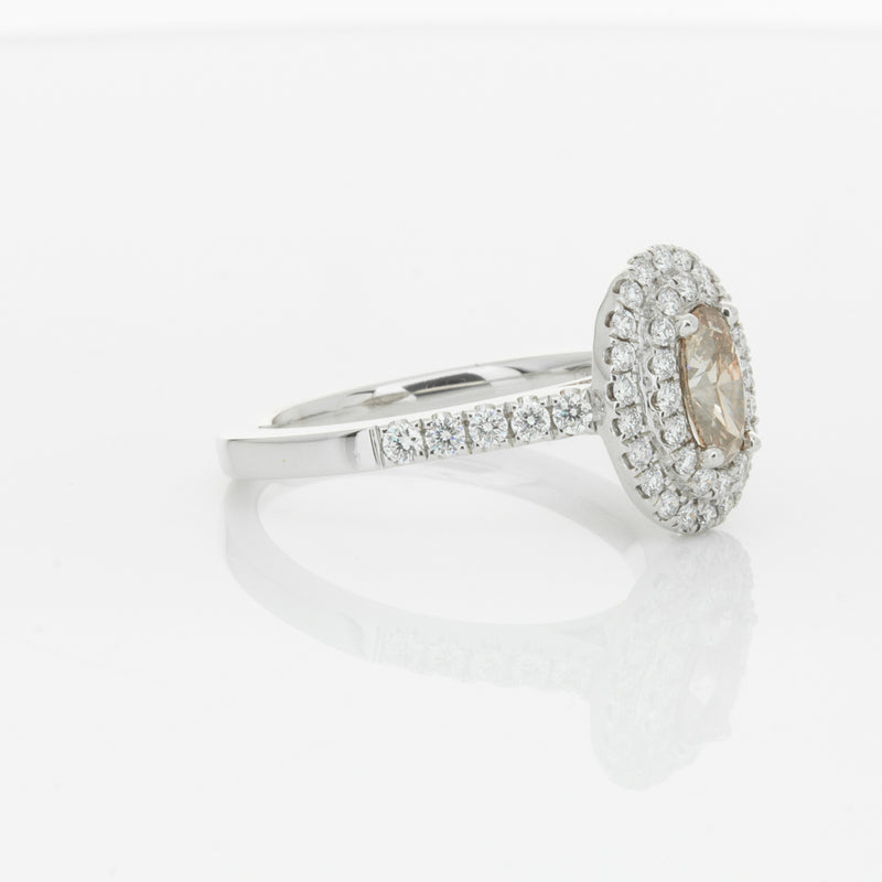 18ct White Gold .50ct Oval Cut Champagne Diamond Rosa Ring-Ring-Walker & Hall