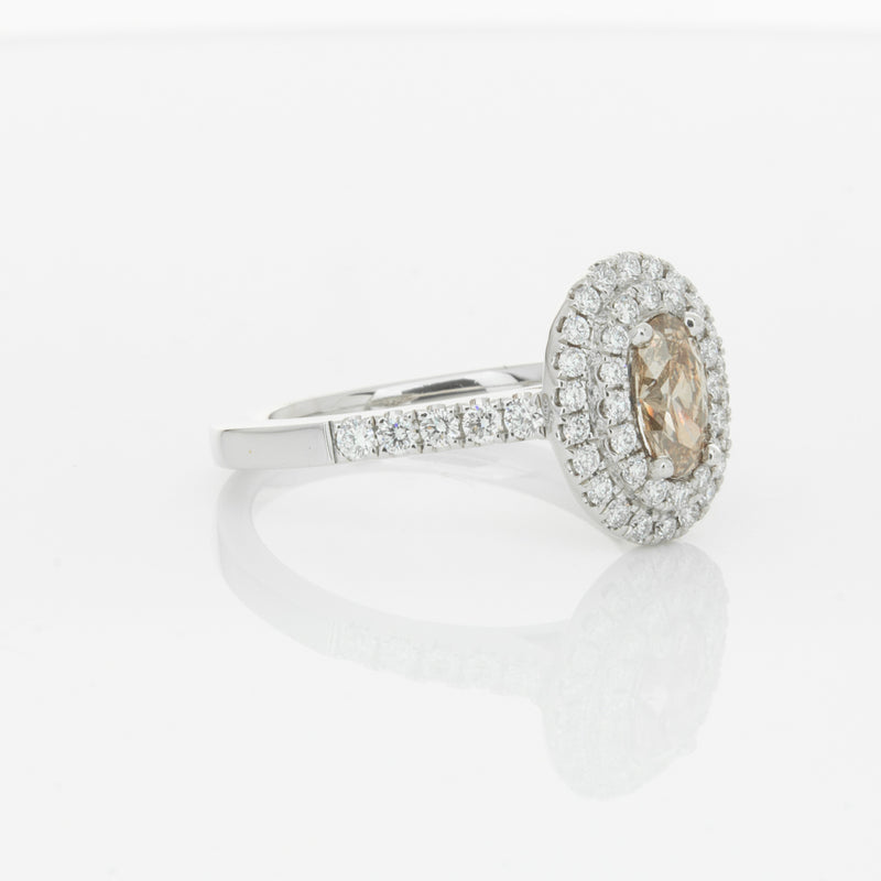 18ct White Gold .50ct Oval Cut Champagne Diamond Rosa Ring-Ring-Walker & Hall