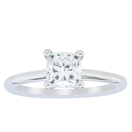 18ct White Gold 1.00ct Cushion Cut Diamond Melba Ring-Ring-Walker & Hall