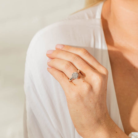 18ct White Gold .65ct Diamond Lotus Ring-Ring-Walker & Hall