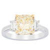 18ct White Gold Yellow Cushion Cut Diamond Three Stone Ring-Ring-Walker & Hall