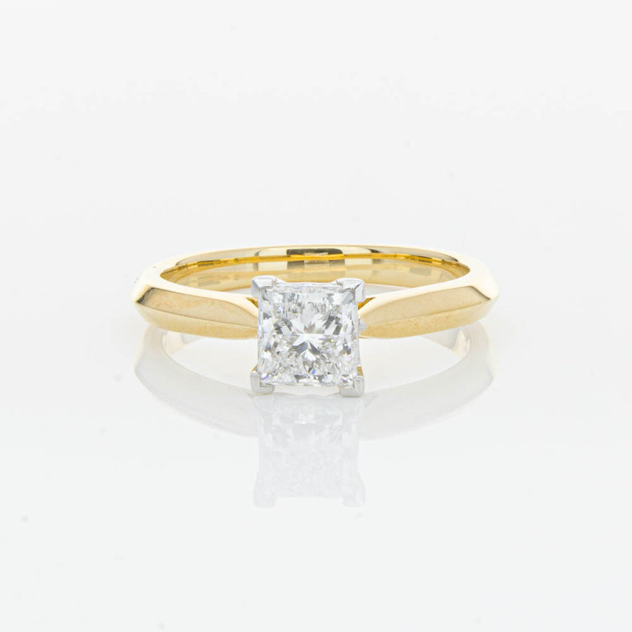 18ct Yellow Gold 1.00ct Princess Cut Diamond Venetian Ring-Ring-Walker & Hall