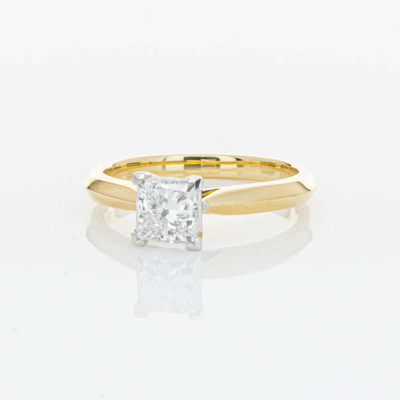 18ct Yellow Gold 1.00ct Princess Cut Diamond Venetian Ring-Ring-Walker & Hall