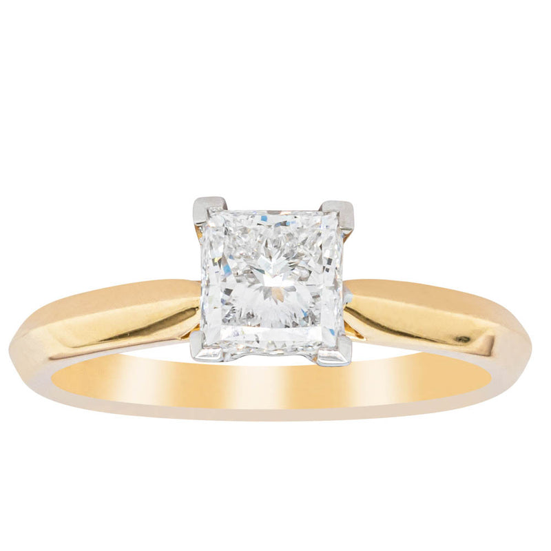 18ct Yellow Gold 1.00ct Princess Cut Diamond Venetian Ring-Ring-Walker & Hall