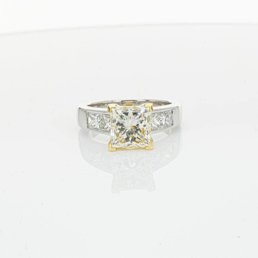 18ct White Gold Yellow Princess Cut Diamond Ring-Ring-Walker & Hall