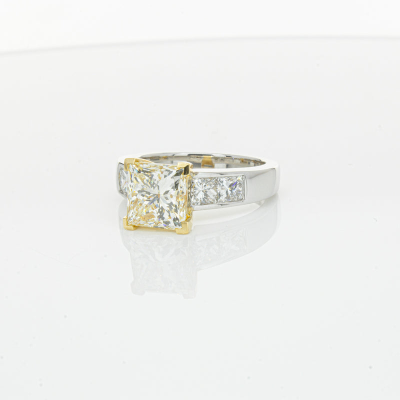 18ct White Gold Yellow Princess Cut Diamond Ring-Ring-Walker & Hall