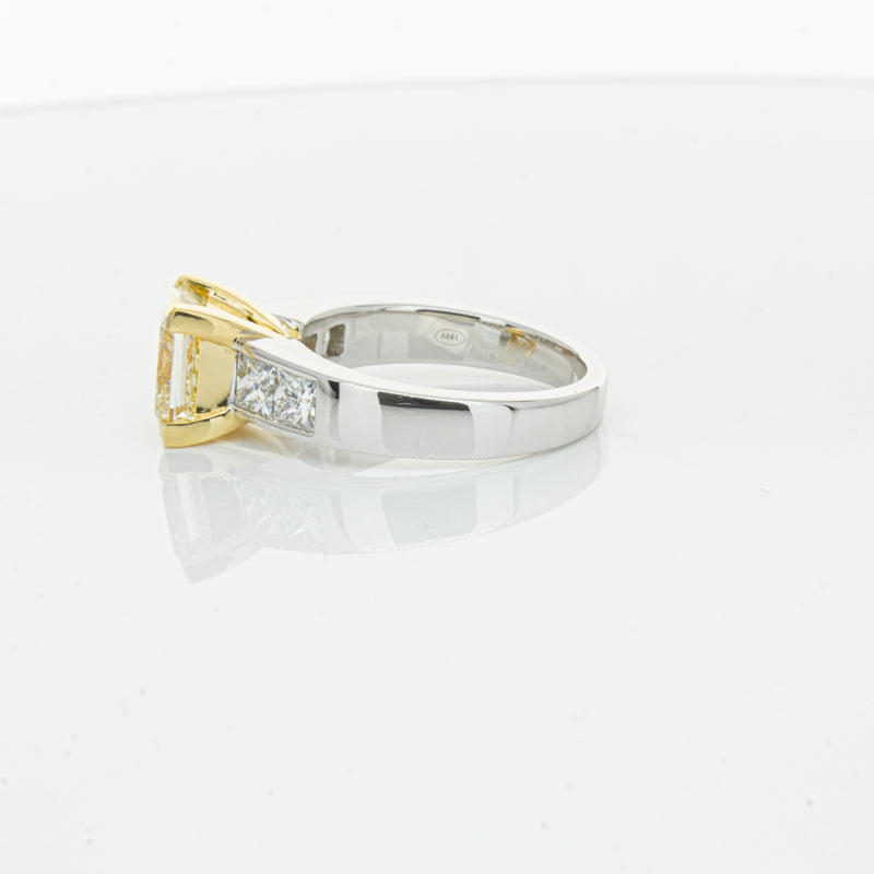 18ct White Gold Yellow Princess Cut Diamond Ring-Ring-Walker & Hall