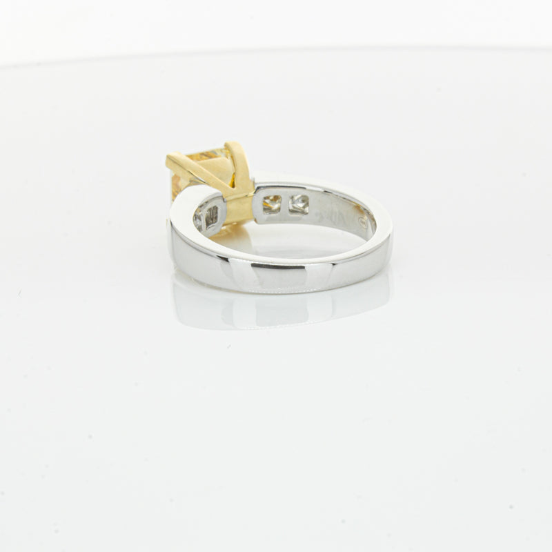 18ct White Gold Yellow Princess Cut Diamond Ring-Ring-Walker & Hall