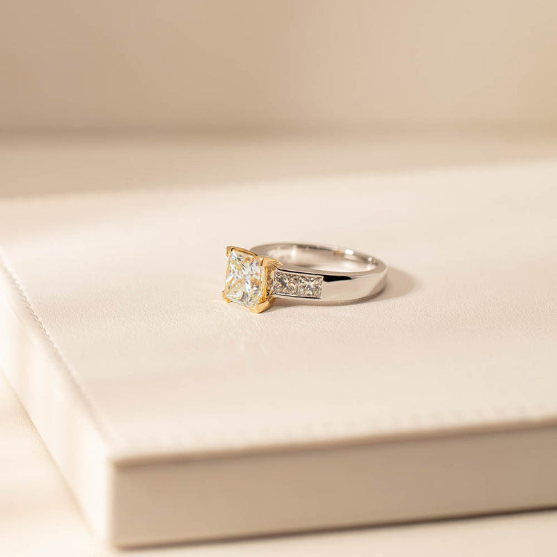 18ct White Gold Yellow Princess Cut Diamond Ring-Ring-Walker & Hall