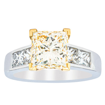 18ct White Gold Yellow Princess Cut Diamond Ring-Ring-Walker & Hall