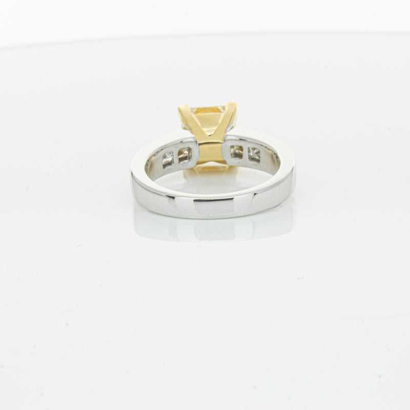 18ct White Gold Yellow Princess Cut Diamond Ring-Ring-Walker & Hall