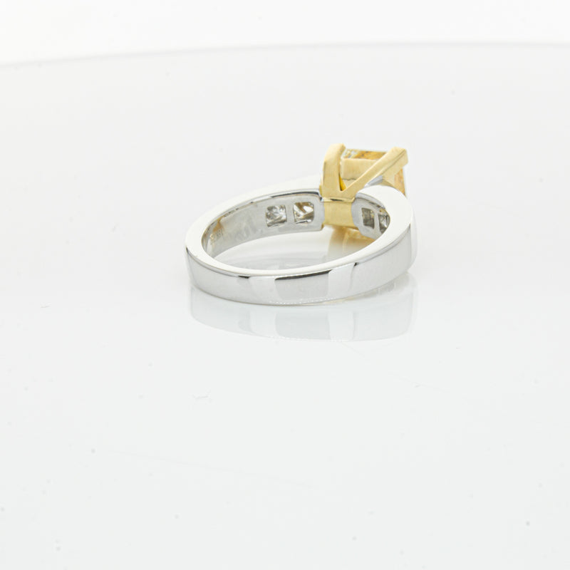 18ct White Gold Yellow Princess Cut Diamond Ring-Ring-Walker & Hall