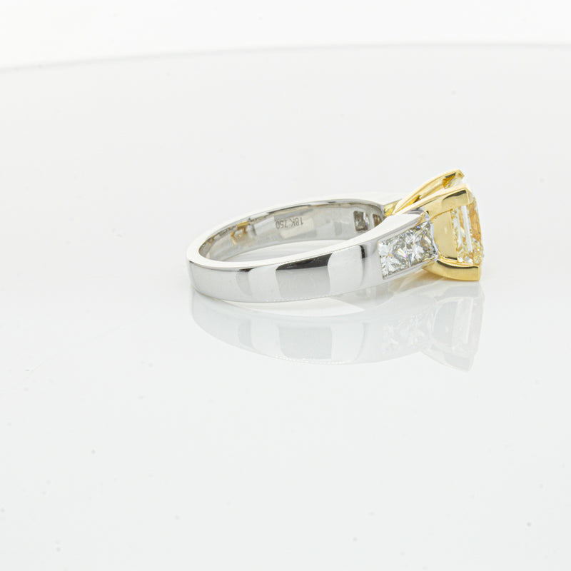 18ct White Gold Yellow Princess Cut Diamond Ring-Ring-Walker & Hall