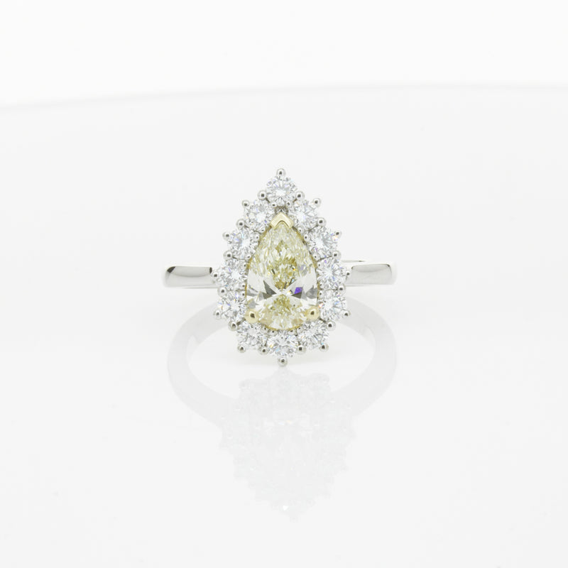 18ct White Gold Pear Cut Yellow Diamond Belle Ring-Ring-Walker & Hall