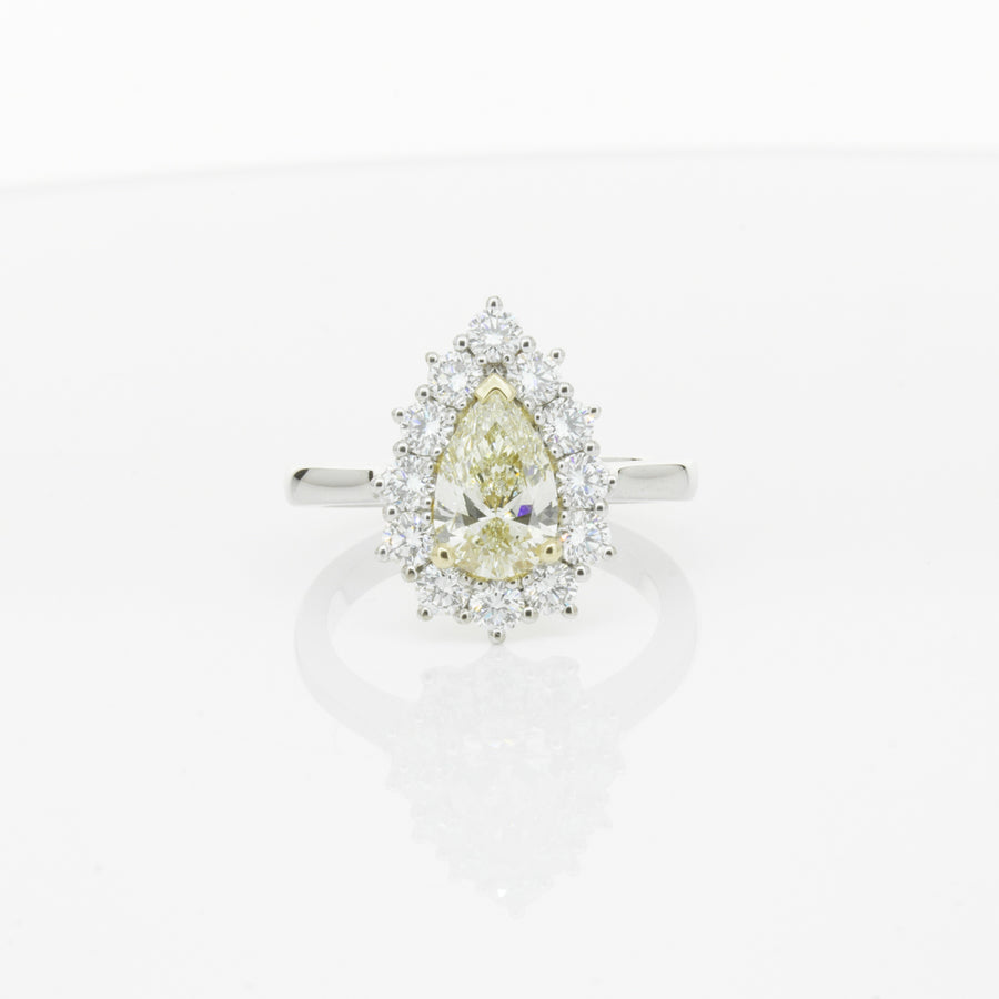 18ct White Gold Pear Cut Yellow Diamond Belle Ring-Ring-Walker & Hall