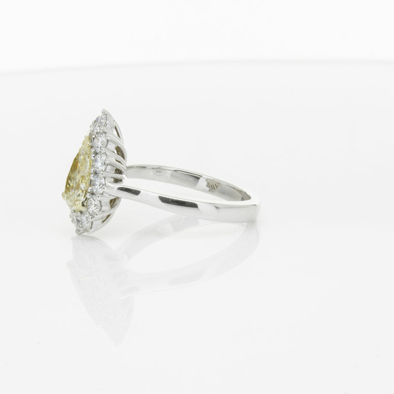 18ct White Gold Pear Cut Yellow Diamond Belle Ring-Ring-Walker & Hall