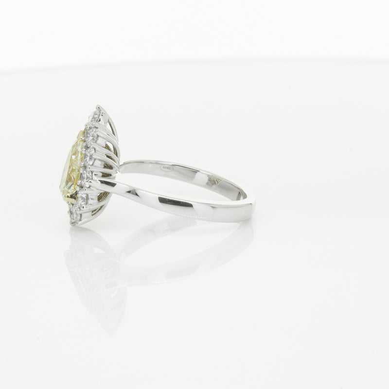18ct White Gold Pear Cut Yellow Diamond Belle Ring-Ring-Walker & Hall