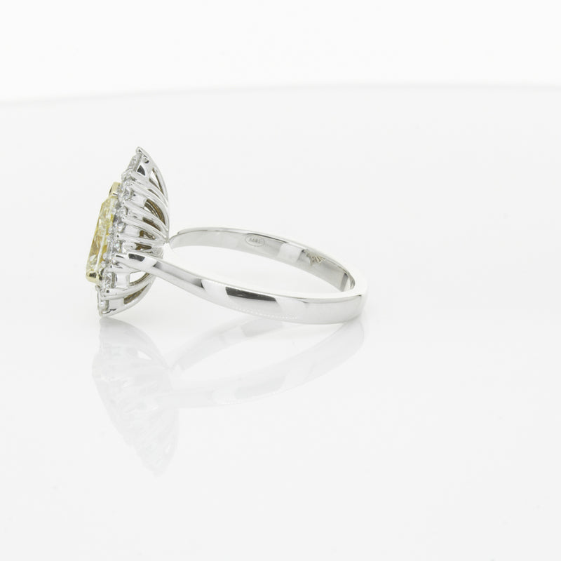 18ct White Gold Pear Cut Yellow Diamond Belle Ring-Ring-Walker & Hall
