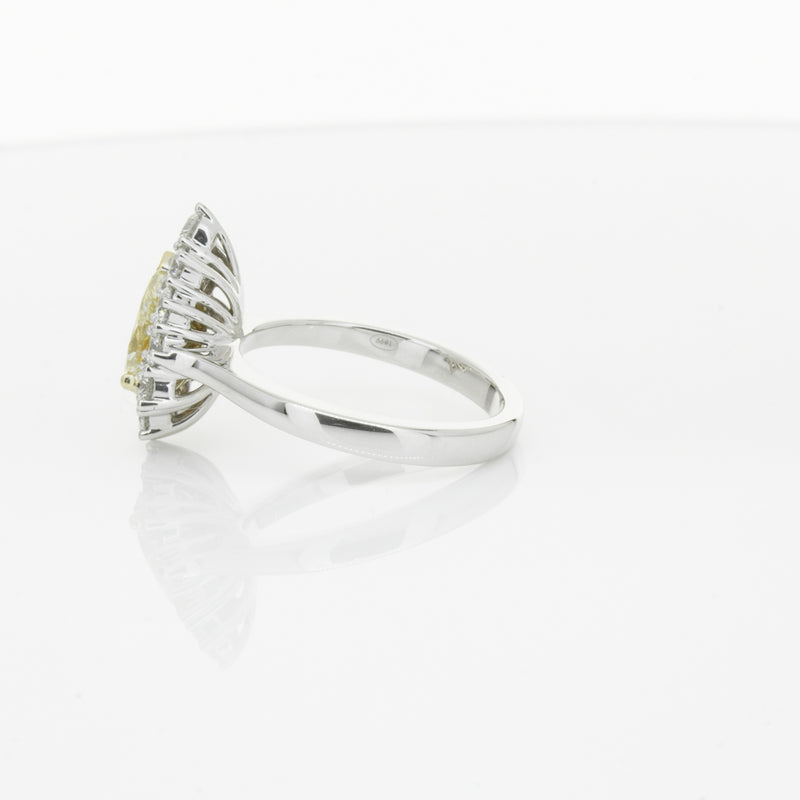 18ct White Gold Pear Cut Yellow Diamond Belle Ring-Ring-Walker & Hall